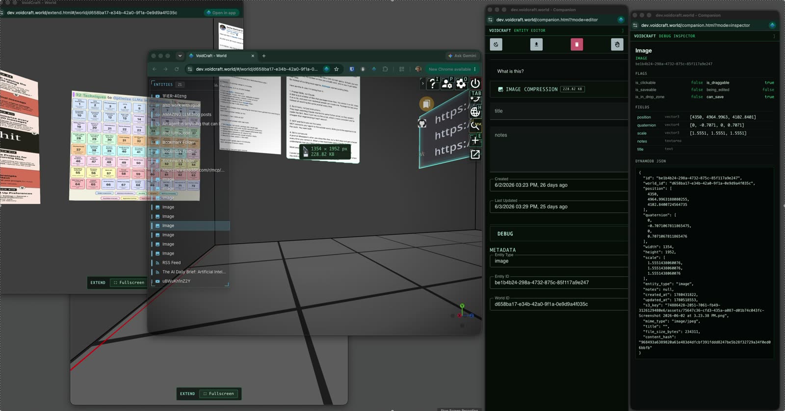 A companion window open beside the 3D view